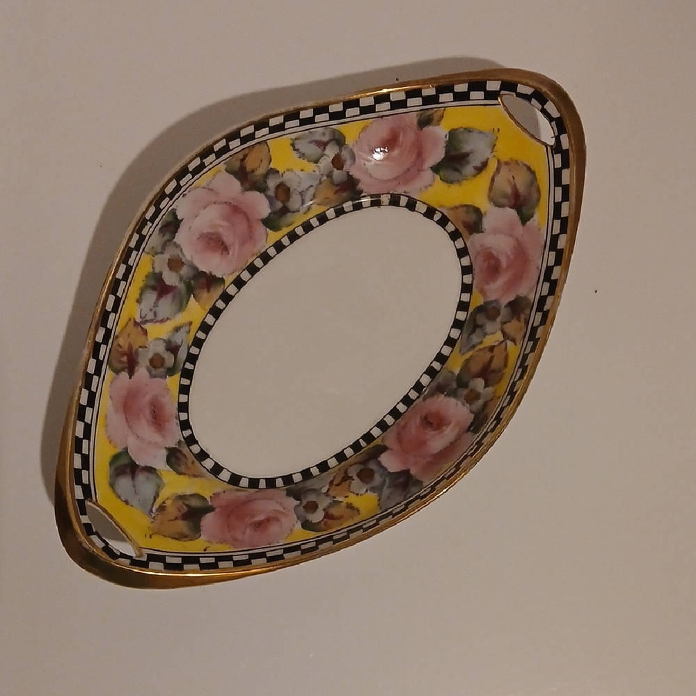 Noritake Vtg Hand-Painted Oval Dish with Pink Roses